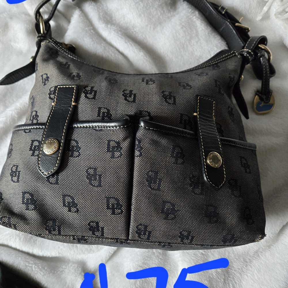 Dooney And Bourke Black and Gray Designer Shoulder Bag